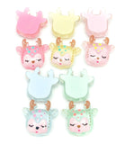 cute glitter deer baby deers head heads glittery resin flatback flat back embellishment cabochon pink yellow turquoise blue green uk craft supplies