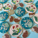 round disc circle large charm charms pendant pendants hedgehog hedgehogs woodland mushroom butterfly pale pink turquoise teal brown gold tone metal uk craft supplies nature