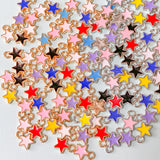 tiny small little star stars enamel charms gold tone silver metal enamelled uk cute kawaii craft supplies pink white red black blue yellow lilac 9mm