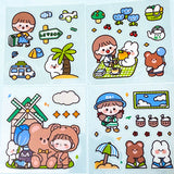 blue green cute kawaii sticker stickers fun clear plastic stationery sheets uk bear bears bunny bunnies rabbit fun play fruit food holidays mini small set sets pack square sheets