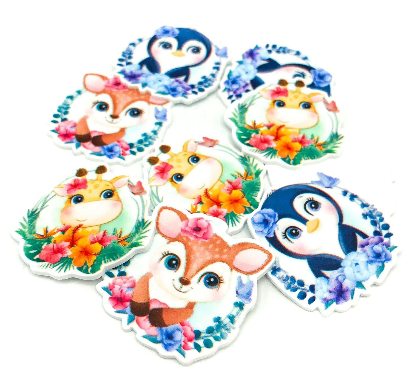 wreath animal cute acrylic planar fb flat back resins resin penguin deer giraffe round floral uk craft supplies flatback