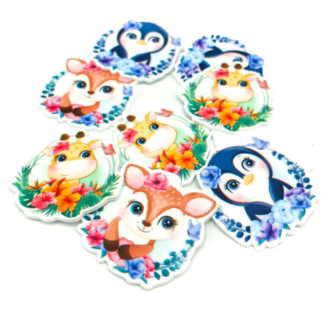 wreath animal cute acrylic planar fb flat back resins resin penguin deer giraffe round floral uk craft supplies flatback
