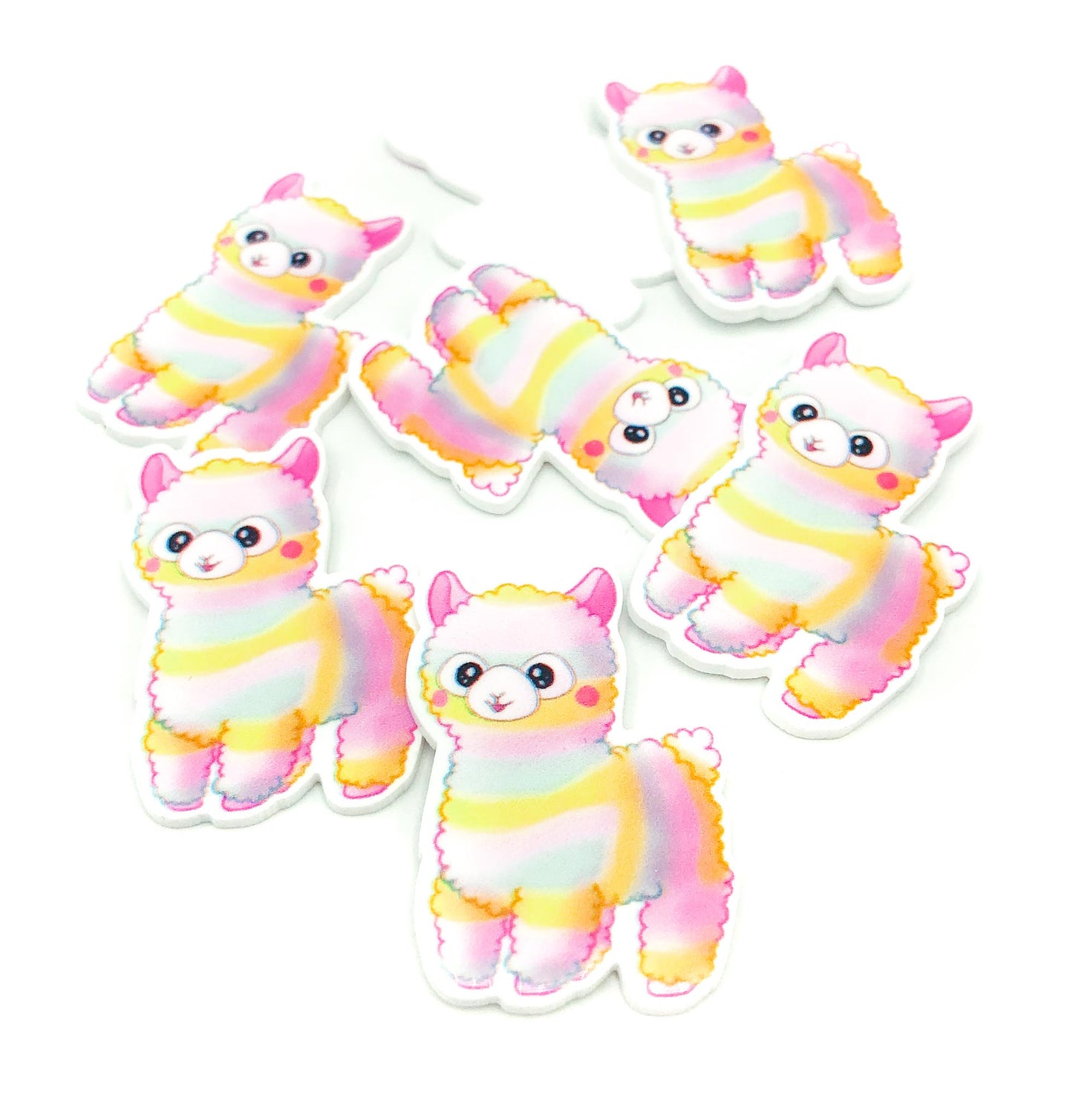 Pastel Rainbow Llama Acrylic Flat Back x 2