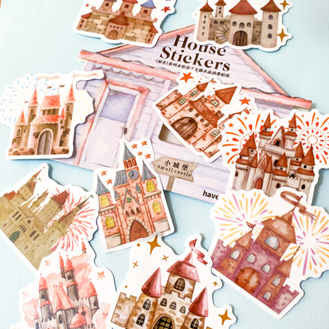 large magical fairytale castle palace sticker stickers flake flakes glossy big pack 20 10 uk cute kawaii stationery girls princess fairy tale