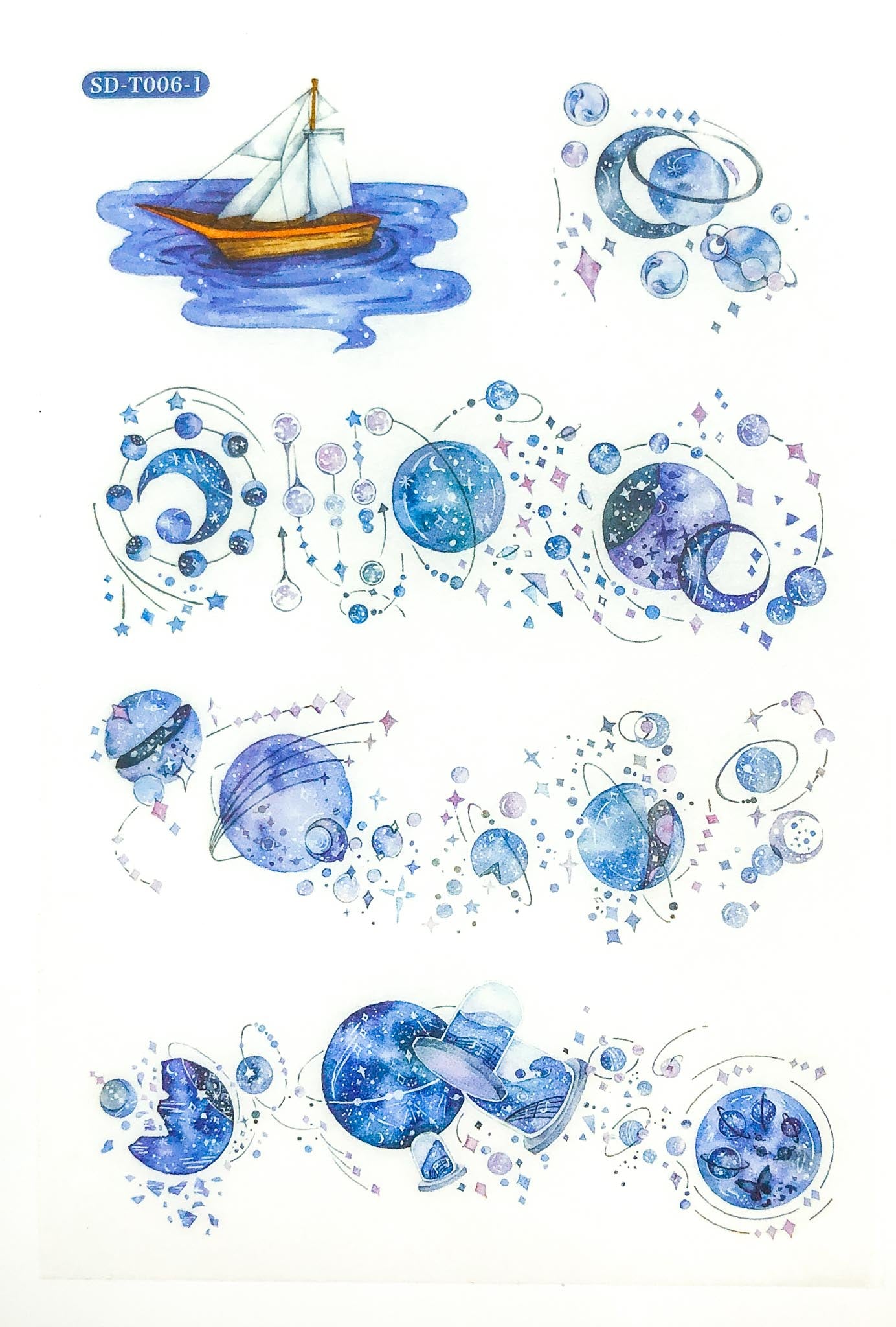 ocean magic universe galaxy magical sticker stickers matte die cut stationery uk cute kawaii blue purple pink whale cloud moon stars