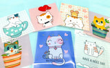 cat cats cello cellophane bag bags plastic treat kitty kitten kawaii packaging bundle bundles assorted designs flowerpot flower pot cup mug uk packing supplies