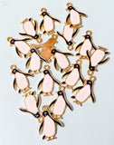 black and white penguin penguins gold tone metal enamel charm charms uk cute kawaii animal pendant