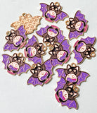 magic magical witch halloween bat bats charm charms pendant purple lilac wings cat black holding crystal ball moon stars uk cute kawaii craft supplies gold tone metal enamelled cats