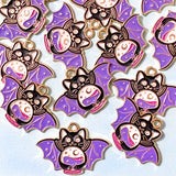 magic magical witch halloween bat bats charm charms pendant purple lilac wings cat black holding crystal ball moon stars uk cute kawaii craft supplies gold tone metal enamelled cats silver tone purple halloween spooky