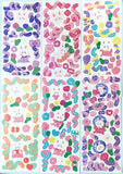 holo holographic glitter glittery bunny rabbit bunnies rabbits stationery sticker stickers sheet cute kawaii uk flower flowers bow bows scroll easter