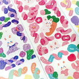 holo holographic glitter glittery bunny rabbit bunnies rabbits stationery sticker stickers sheet cute kawaii uk flower flowers bow bows scroll easter