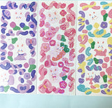 holo holographic glitter glittery bunny rabbit bunnies rabbits stationery sticker stickers sheet cute kawaii uk flower flowers bow bows scroll easter