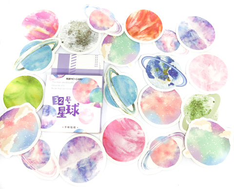 planet planets mini sticker flakes box of 45 stickers flake space