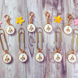 enamel bee disc round planner charm paper clip clips charms uk cute kawaii white enamel bees gold tone metal gifts handmade hand made planner supplies addict accessories