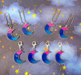 silver tone metal moon crescent moons ombre enamel planner charm paper clip clips charms uk cute kawaii gifts pink purple blue turquoise planning