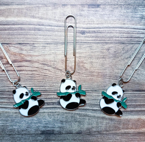 large enamel silver tone metal panda pandas paper clip planner clips charm charms uk handmade stationery addict gift gifts