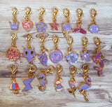 purple planner charm charms clips clip lilac magenta cat flower cloud heart star flamingo mermaid uk cute kawaii planning accessory accessories stationery gifts gold tone metal
