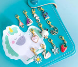 handmade enamel gold tone planner clip charm cute pretty accessories flower penguin love heart uk gift gifts stitch marker markers