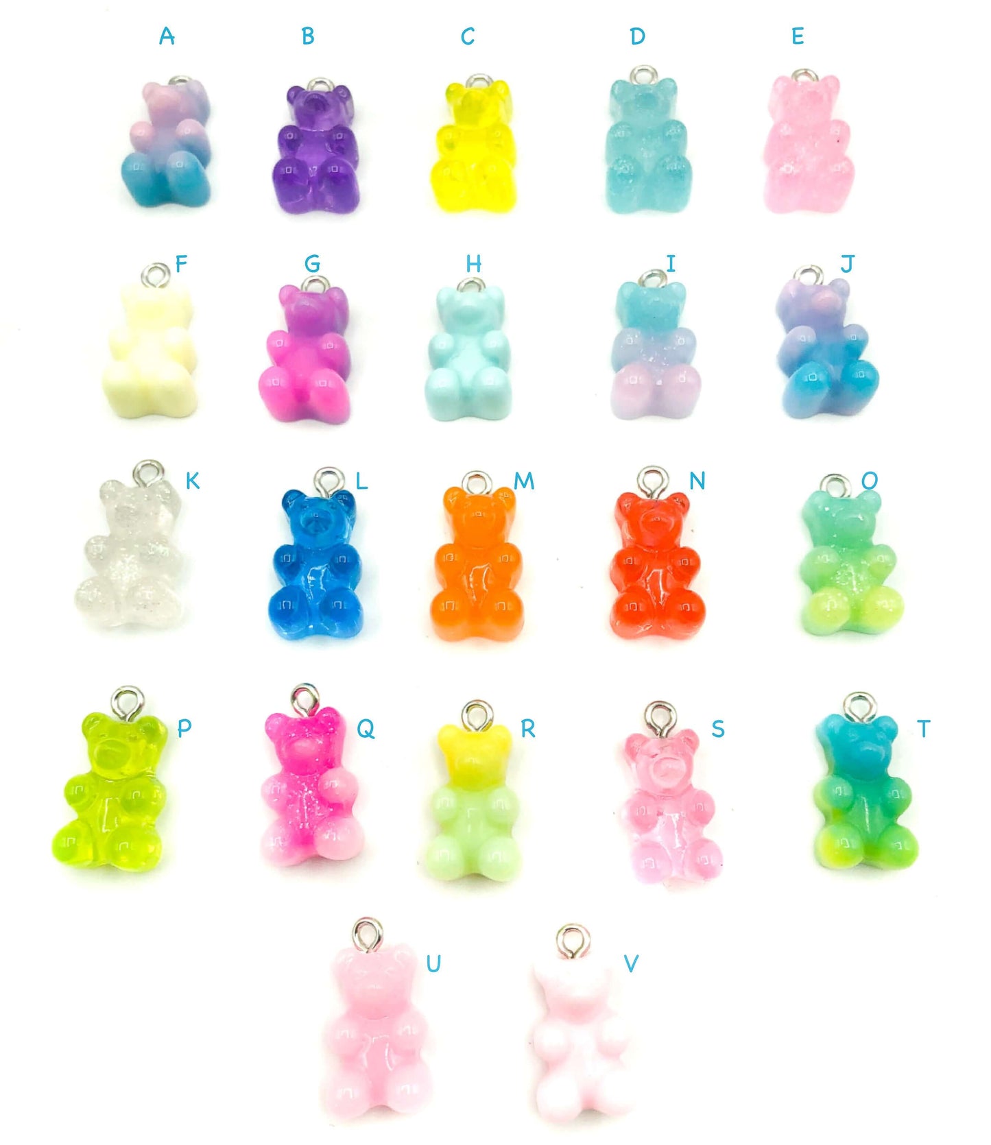 gummy bear bears glitter resin charm 20mm charms
