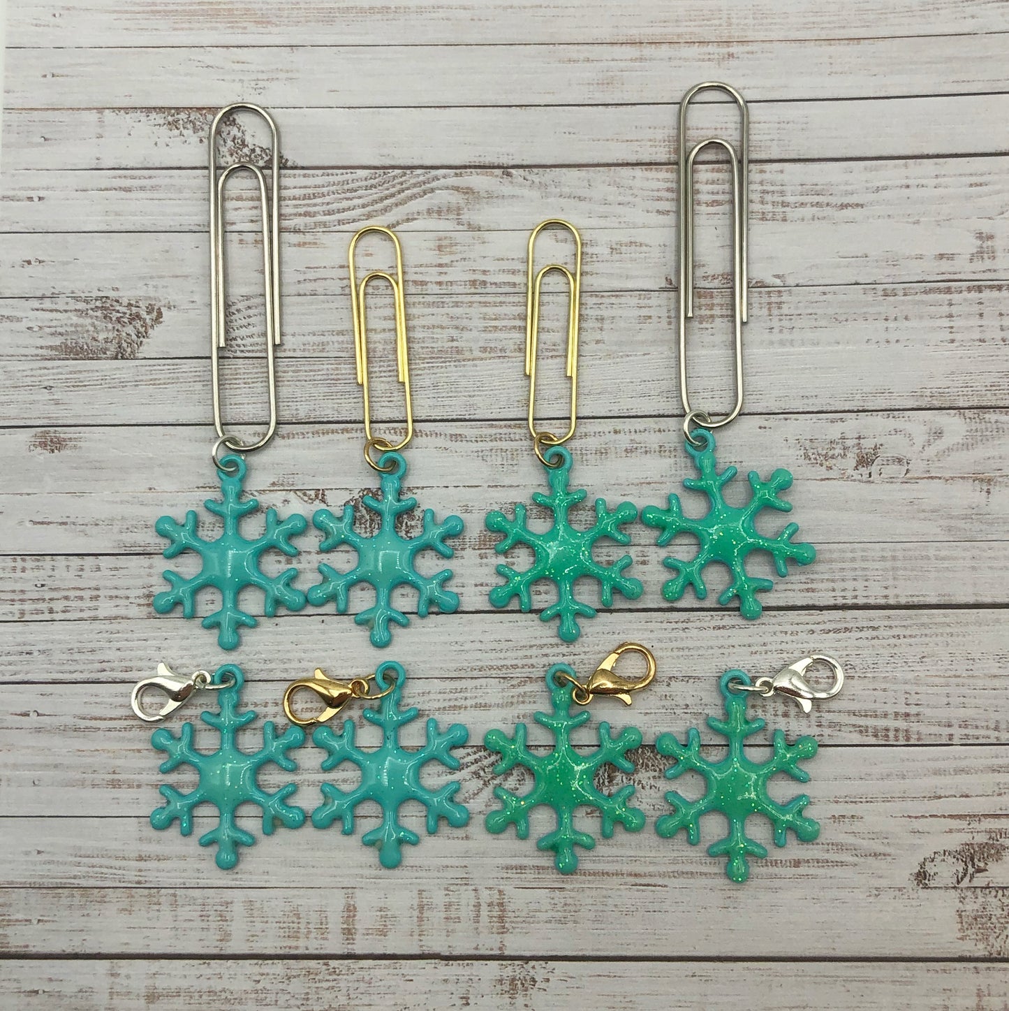 Snowflake Enamel Glittery Planner Charm or Paper Clip
