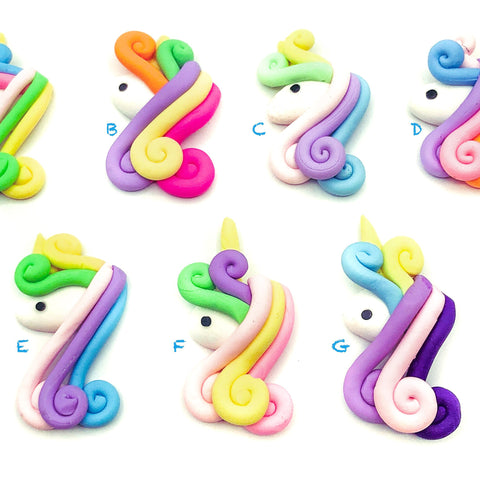 polymer clay unicorn head swirly mane fimo fb flat back fbs embellishments uk craft supplies cute kawaii