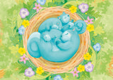 eco recycled handmade art postcard kawaii squirrel squirrels uk cards hand made artist exclusive nest baby spring flowers cute kawaii stationery postcards sugarmochi sugar mochi