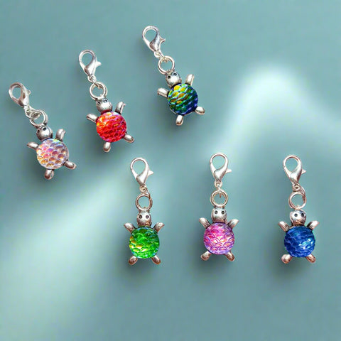sparkly planner clip charm charms planning accessory turtle turtles ocean mermaid scale scales ab iridescent glitter silver tone metal uk handmade hand made gift gifts