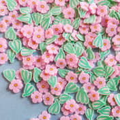 cherry cherries blossom blossoms flower floral flowers poly polymer clay sprinkle sprinkles nail art tiny little fb flatback pink green uk cute kawaii craft supplies shop store bag mix mixed bundle pink green