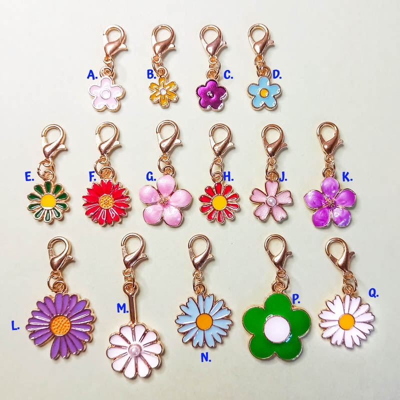 flower planner clup clips charm charms gold tone metal enamel pretty planning accessory accessories uk gift gifts shop store purple green white daisy orange red blue yellow pink