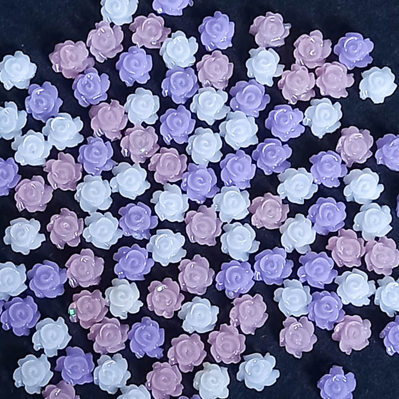mini small tiny 5mm little flower flowers resin flat back fb fbs embellishment roses rose pale pink lilac white bundle uk cute kawaii craft supplies shop store