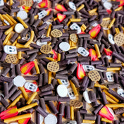 polymer clay spinkles slice slices nail art set pack uk cute kawaii craft supplies fire flame bonfire guy fawkes night smores cookie hundreds and thousands red orange brown white halloween mustard yellow