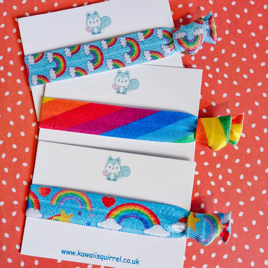 RAINBOW Handmade HAIR TIE Single End Tied #H44