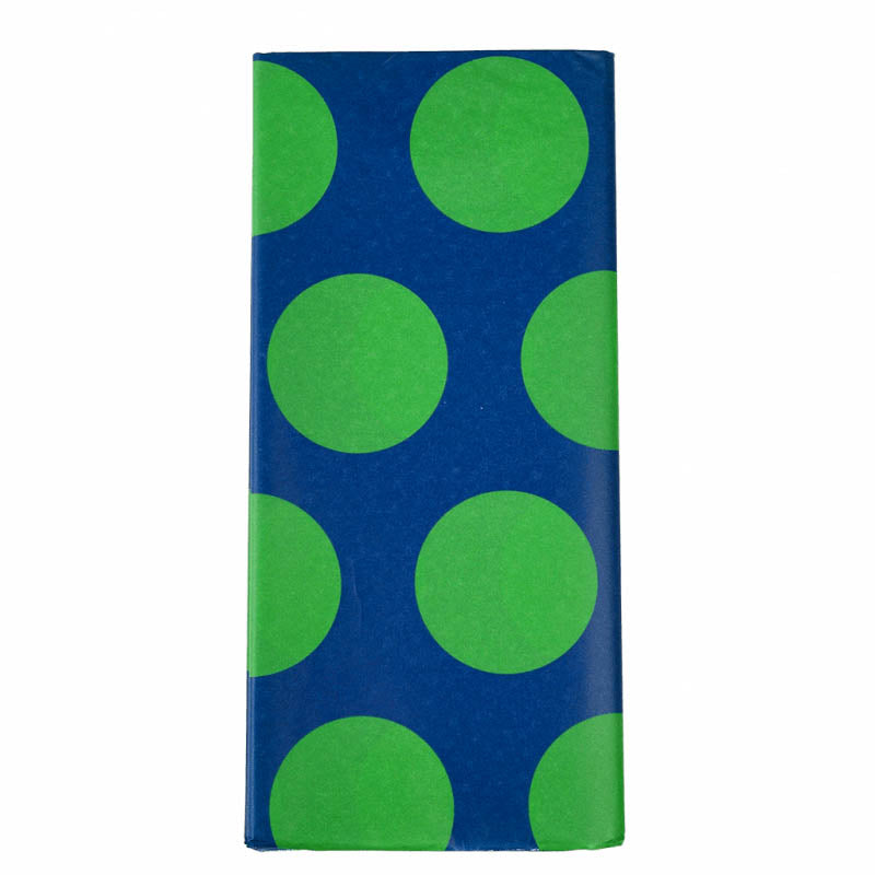 Sale! Last few! Tissue Paper 2 Large Sheets- GREEN ON DARK TEAL BLUE