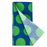 Tissue Paper 2 Large Sheets- GREEN ON DARK TEAL BLUE