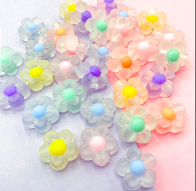 Pastel Translucent Flower Bead  13mm Set of 10
