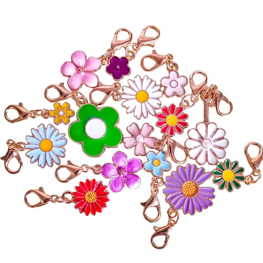 flower planner clup clips charm charms gold tone metal enamel pretty planning accessory accessories uk  gift gifts shop store purple green white daisy orange red blue yellow pink