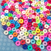mini small little tiny flat round circle disc disk shaped polymer clay bead beads handmade rainbow colour colours uk cute kawaii craft supplies 5mm