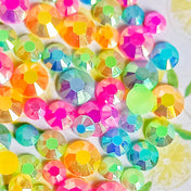 tropical colour colours bright faceted half pearl pearls flatback flat back backs fbs embellishment sparkly iridescent ab uk cute kawaii craft supplies shop store lime yellow orange hot pink green turquoise blue
