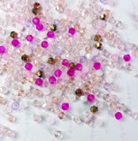 pink lilac clear white iridescent bronze cerise purple seed bead beads tiny little mix bag uk cute kawaii craft supplies mini jewellery making