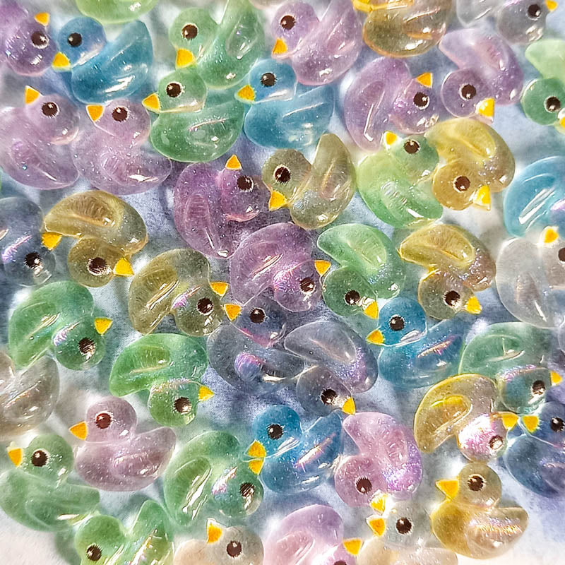 baby duck ducks duckling ducklings resin acrylic fb flatback embellishment small mini tiny little cute kawaii coloured set craft supplies shop store yellow green pink blue lilac uk
