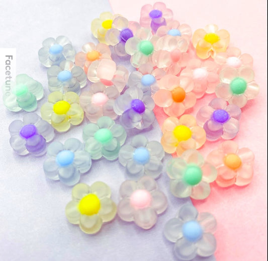 Pastel Translucent Flower Bead  13mm Set of 10