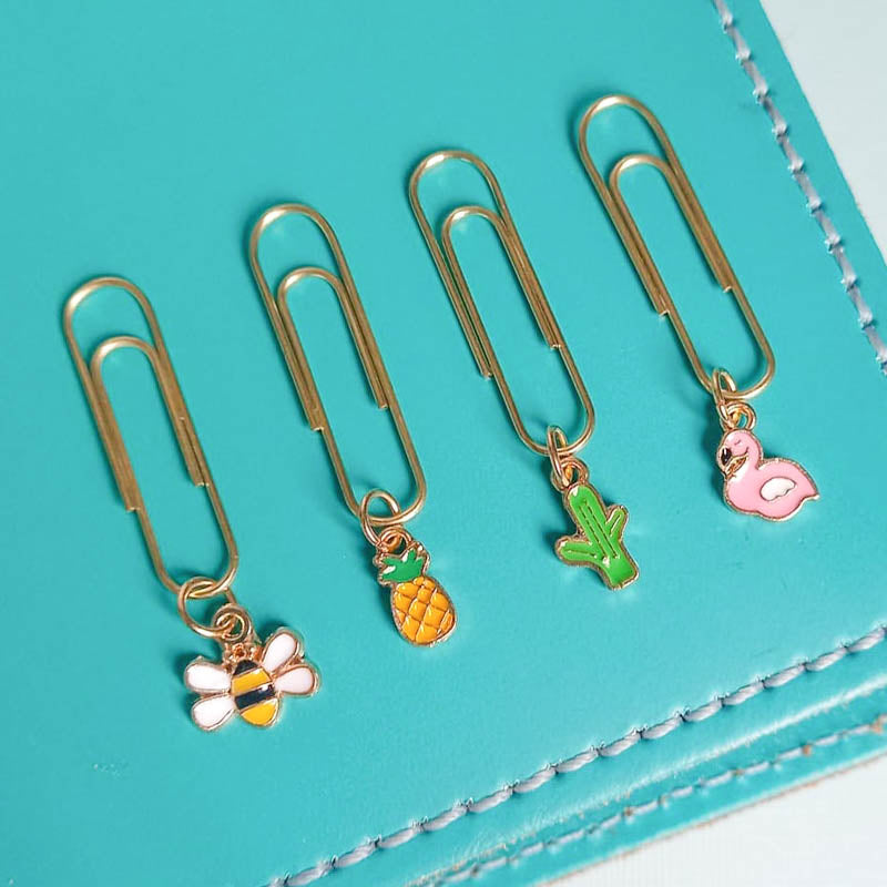 Mini Charm Planner Paper Clip- Flamingo Cactus Bee or Pineapple #P74