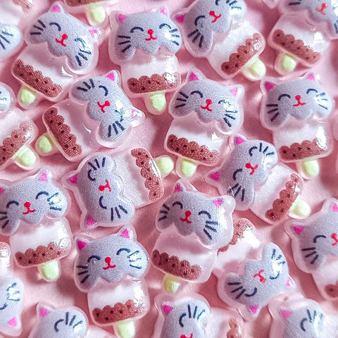 kawaii cat cats kitten kittens cute embellishment embellishments fb flatback flat back uk craft supplies pink white brown