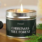 pintail candle candles uk handmade medium classic tin tins dark green fir pine forest christmas festive tree scent scented hand poured wax gift gifts shop store present presents metal 35 hours burn time 