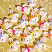 retro kitsch bunny bunnies rabbit rabbits face faces cute kawaii fb flatback acrylic uk craft supplies bow bows head faces easter spring vintage