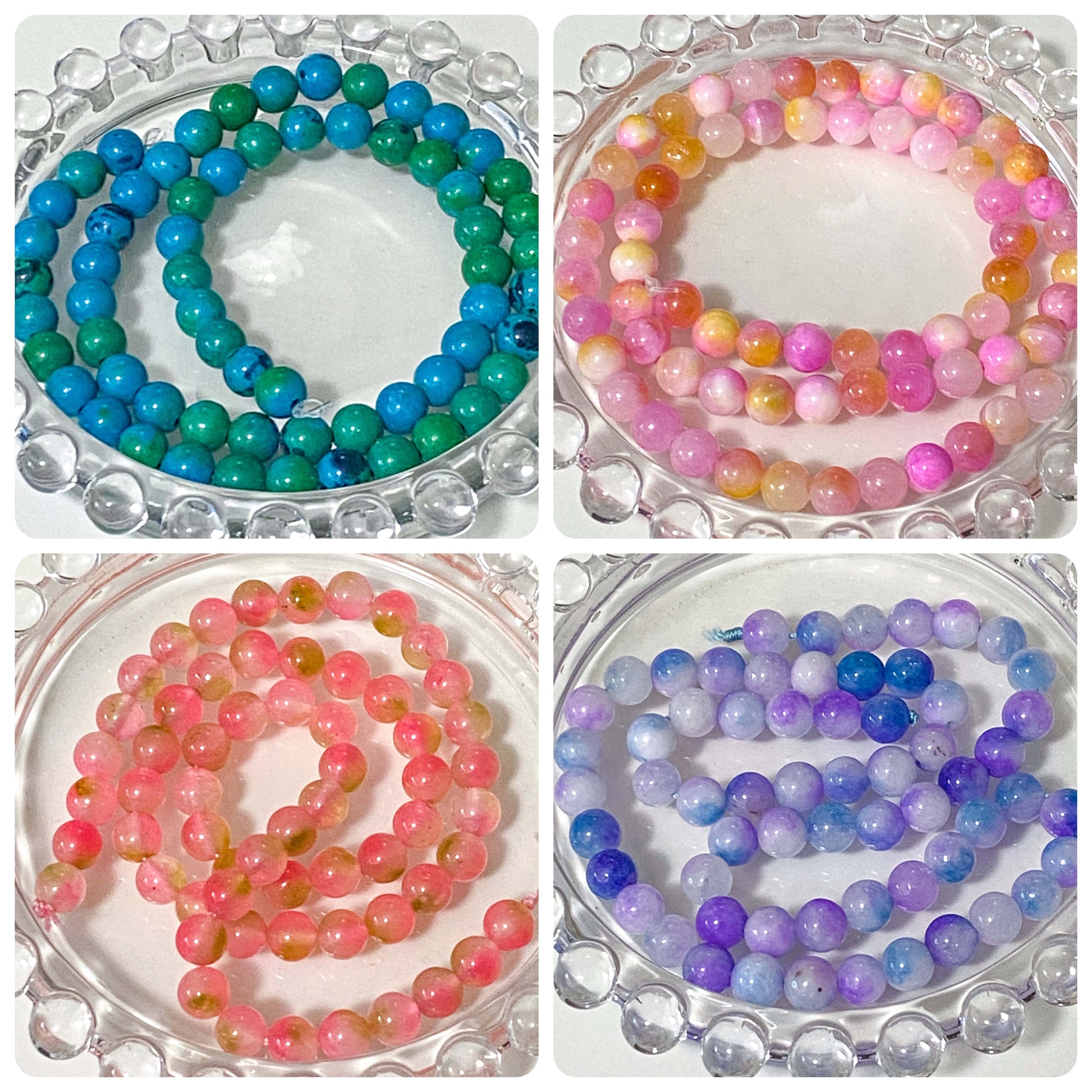 dyed agate quartzite quartz chryoscolla blue green lilac cream peach pink green gold small 6mm gemstone gem bead beads uk cute kawaii craft supplies shop store pretty