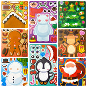 build a character picture scene activity sheet sheets sticker stickers polar bear bears santa claus father christmas festive reindeer rudolph tree penguin penguins snowman snowmen gingerbread man men glossy uk cute kawaii stationery stocking filler fillers gift gifts