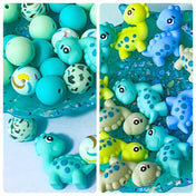 jumbo blue green teal turquoise patterned dino dinosaur silicone bead beads jumbo large uk cute kawaii craft supplies shop store dinosaurs 15mm 35mm lime green mid blue fawn brown moss large big
