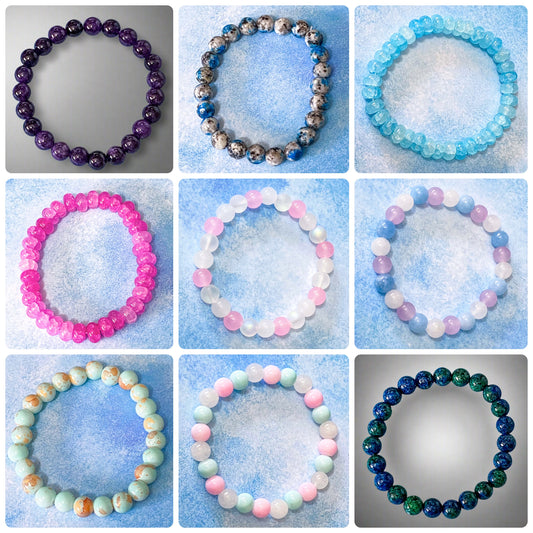 ADULTS Gemstone Beaded BRACELET Stretch Jewellery