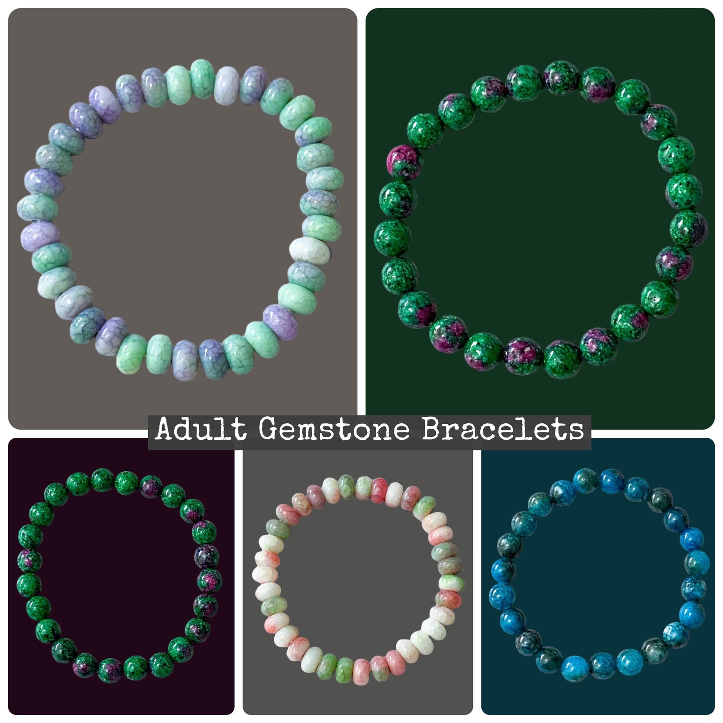 ADULTS Gemstone Beaded BRACELET Stretch Jewellery